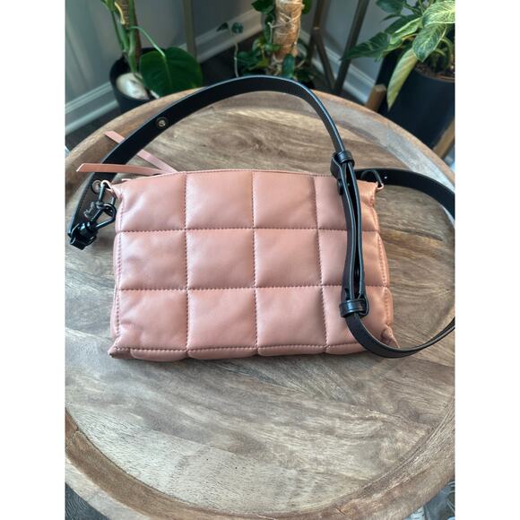 AllSaints NWT Eve Quilt Crossbody in Elasto Pink W/ Black Strap - Picture 2 of 16